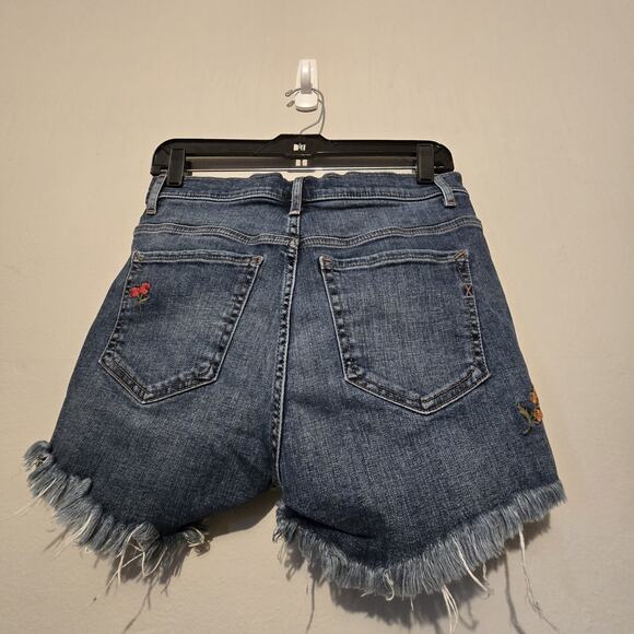 Express Floral Embroidery Jean Shorts Women Sz 2 Distressed Cutoffs Boho Cottage - Picture 4 of 13